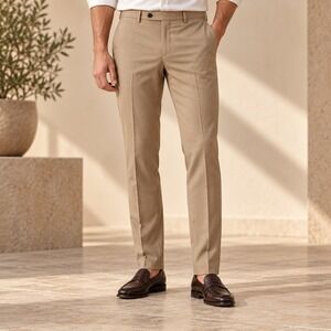 NWT Mango Man Turin 100% Virgin Wool Slim Fit Suit Pants Mens 32 Tan